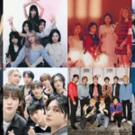 Collage of fourth generation K-pop idol groups from the late 2010s to early 2020s in modern promotional photos